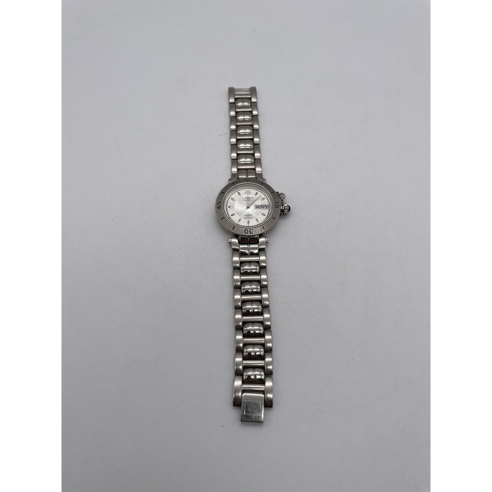 Lobor Collection Silver Tone Day Date Quartz Ladies watch New Battery